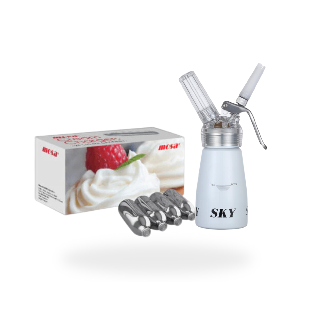 Value Combo -  Mosa Whipped Cream Chargers 8g N2O + 0.25L Whipper White