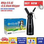 Value Combo - Whip-it Whipped Cream Chargers 8.2g N2O + 0.5L Whipper Black