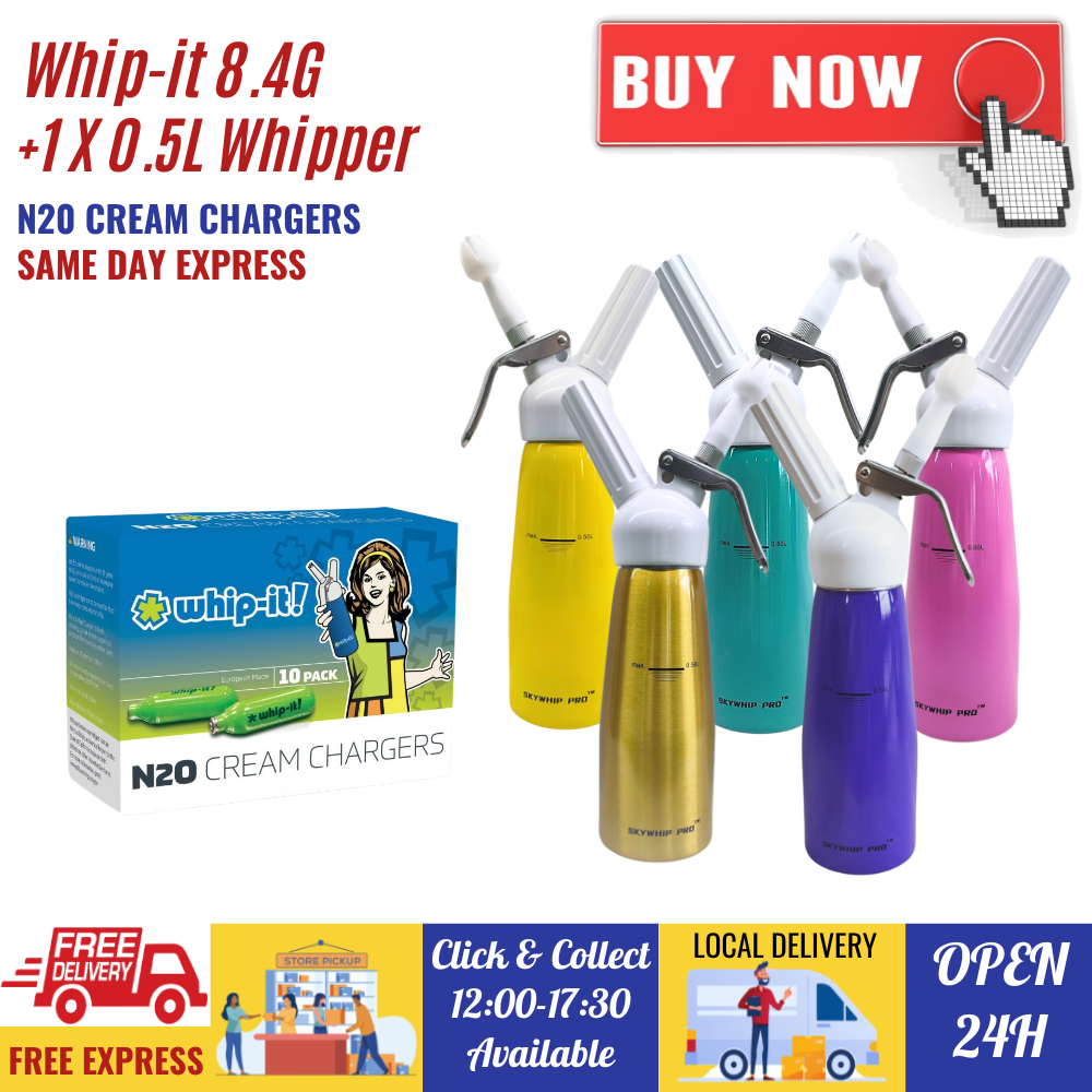 Value Combo - Whip-it Whipped Cream Chargers 8.2g N2O + 0.5L Whipper