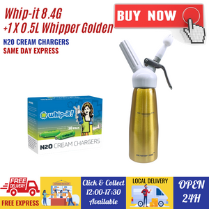 Value Combo - Whip-it Whipped Cream Chargers 8.2g N2O + 0.5L Whipper