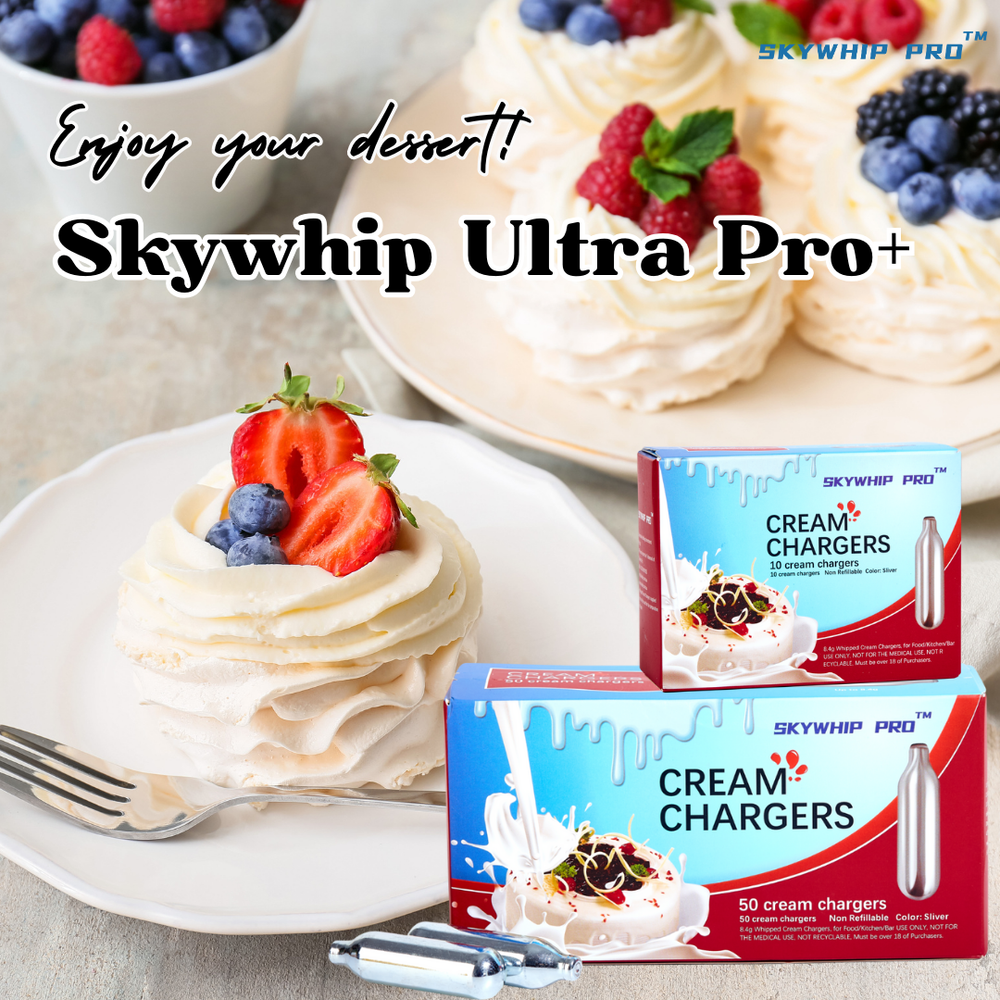 Value Combo - Skywhip Ultra Pro+ Whipped Cream Chargers 8.4g N20 + 0.25L Whipper White