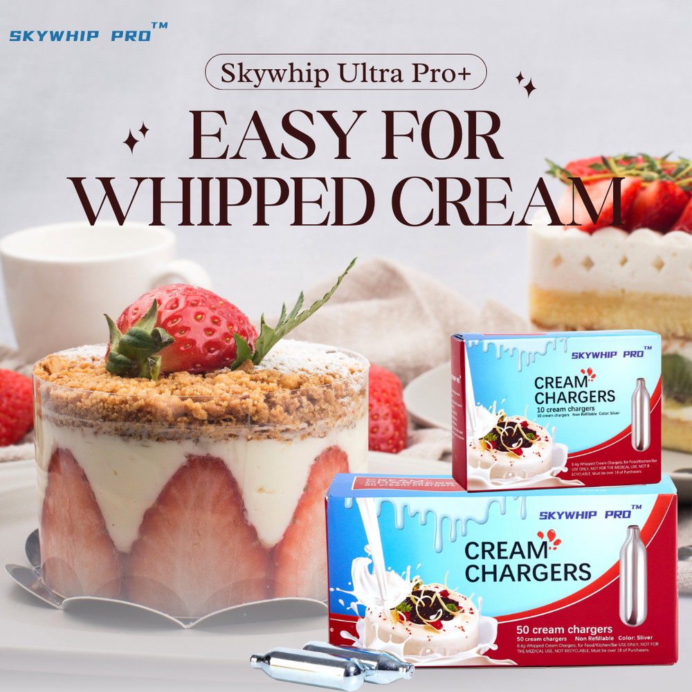 Value Combo - Skywhip Ultra Pro+ Whipped Cream Chargers 8.4g N20 + 0.5L Whipper Black