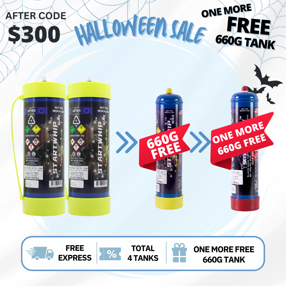 [Auto $60 Off] Total 4 Tanks - 2 x 3.3L + 1 x 660G Startwhip Max + 1 Free Skywhip pro 660g Cream Chargers N20