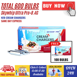 【Buy 500 Bulbs get 100 Bulbs FREE】500 Bulbs [SP+] Fresh Skywhip Ultra Pro+ 8.4g Whipped Cream Charger Pure N2O New Brand