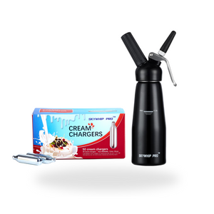 Value Combo - Skywhip Ultra Pro+ Whipped Cream Chargers 8.4g N20 + 0.5L Whipper Black