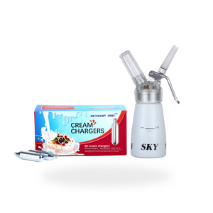 Value Combo - Skywhip Ultra Pro+ Whipped Cream Chargers 8.4g N20 + 0.25L Whipper White