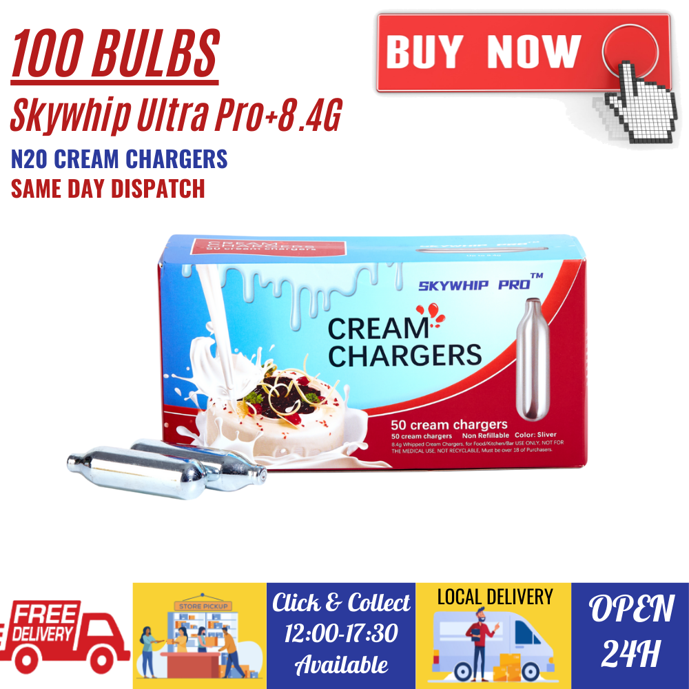 100 Bulbs [SP+] Fresh Skywhip Ultra Pro+ 8.4g Whipped Cream Chargers N2O Pure New Brand