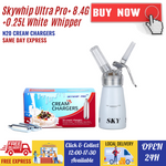 Value Combo - Skywhip Ultra Pro+ Whipped Cream Chargers 8.4g N20 + 0.25L Whipper White