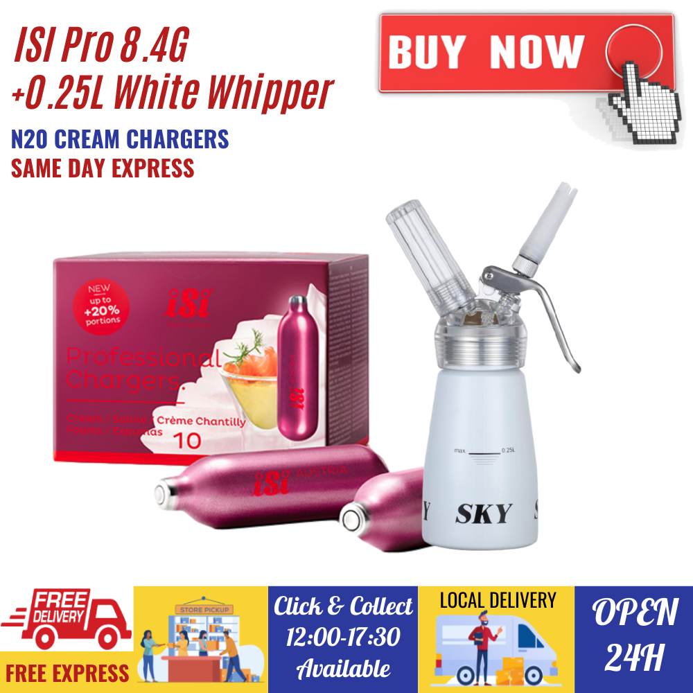 Value Combo - ISI Whipped Cream Chargers 8.4g N2O + 0.25L Whipper White