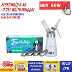 Value Combo - Freshwhip Whipped Cream Chargers 8.2g N2O + 0.25L Whipper White