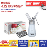 Value Combo -  Mosa Whipped Cream Chargers 8g N2O + 0.25L Whipper White