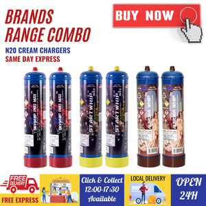 [BRANDS RANGE COMBO] - 2 X Startwhip 660g + 2 X Skywhip 660g + 2 X Aurora whip 580g Cream Chargers N2O + Nozzles