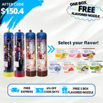 [FREE 1 BOX FLAVORED NOZZLE] 1 X Startwhip 660g + 1 X Skywhip 660g + 2 X Aurora whip 580g Cream Chargers N2O + Nozzles