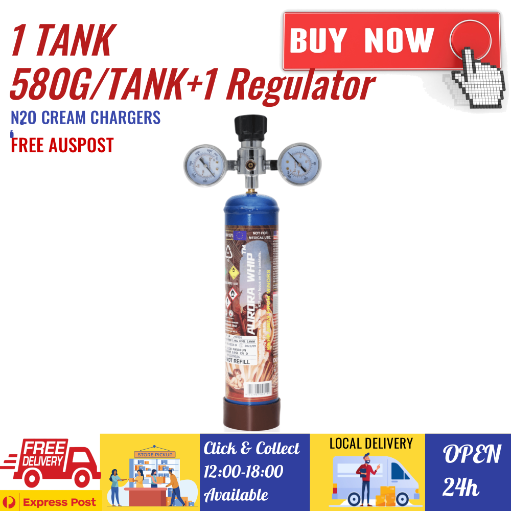 4 Tanks [AW] Aurora Whip 580g Cream Chargers N2O + Nozzles